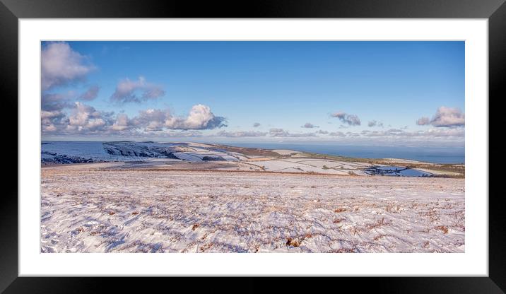 Snowy view Northwest from Dunkery Framed Mounted Print by Shaun Davey