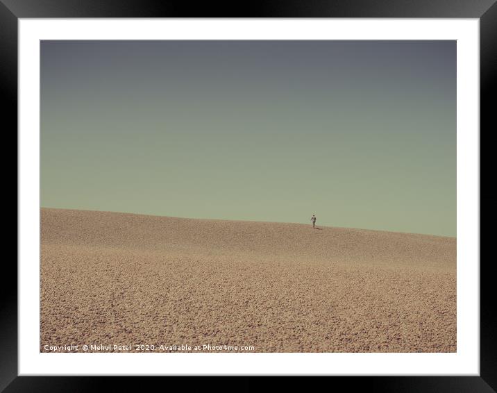 Person walking up Chesil beach, Dorset, England, U Framed Mounted Print by Mehul Patel