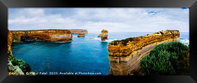 Rugged coastline with the Razorback rock formation Framed Print by Mehul Patel