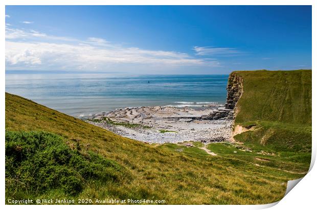 Nash Point Beach Glamorgan Heritage Coast Print by Nick Jenkins