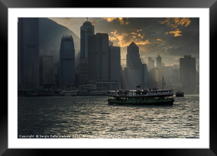 Victoria harbour in Hong Kong Framed Mounted Print by Sergio Delle Vedove