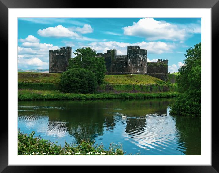 Swan on the Moat Framed Mounted Print by Jane Metters