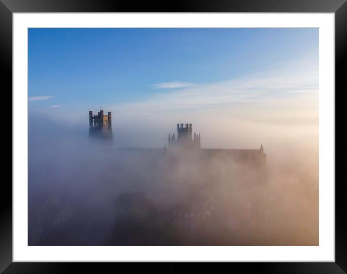 Ely Cathedral on a misty morning, 16th June 2020 Framed Mounted Print by Andrew Sharpe