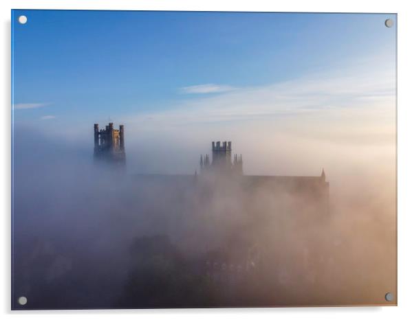 Ely Cathedral on a misty morning, 16th June 2020 Acrylic by Andrew Sharpe
