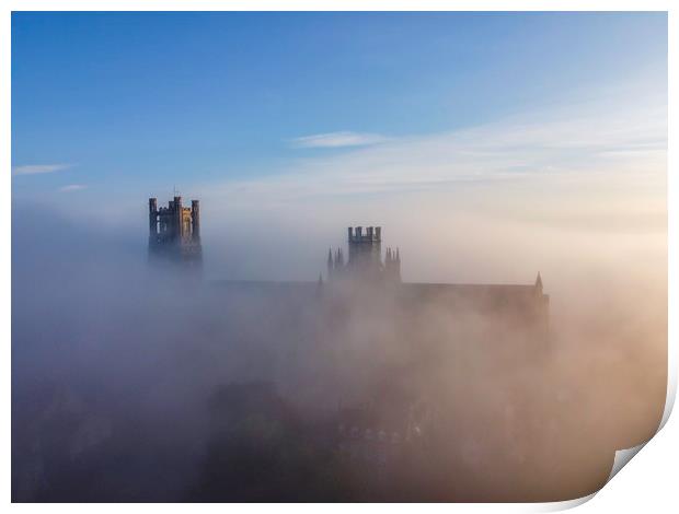 Ely Cathedral on a misty morning, 16th June 2020 Print by Andrew Sharpe