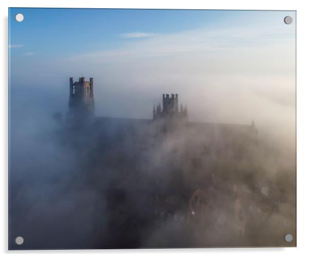 ELy Cathedral on a misty morning, 16th June 2020 Acrylic by Andrew Sharpe