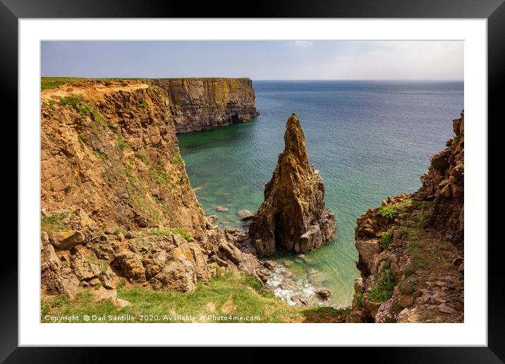 Cliffs between Barafundle Bay and Box Bay, Pembrok Framed Mounted Print by Dan Santillo