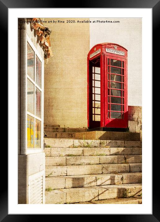Red Phone Box Framed Mounted Print by Fine art by Rina