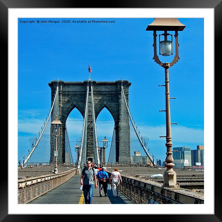 Brooklyn Bridge. Framed Mounted Print by John Morgan