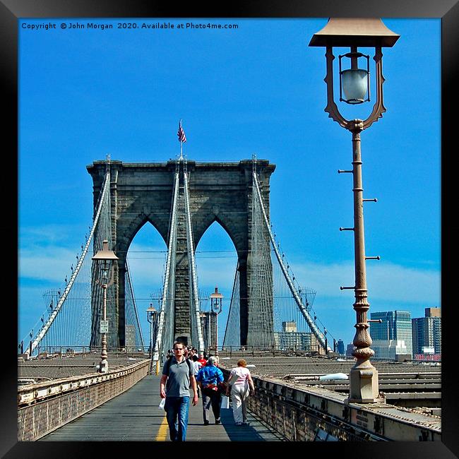 Brooklyn Bridge. Framed Print by John Morgan