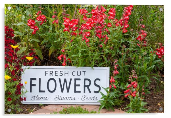 Garden flowers with fresh cut flower sign 0758 Acrylic by Simon Bratt LRPS