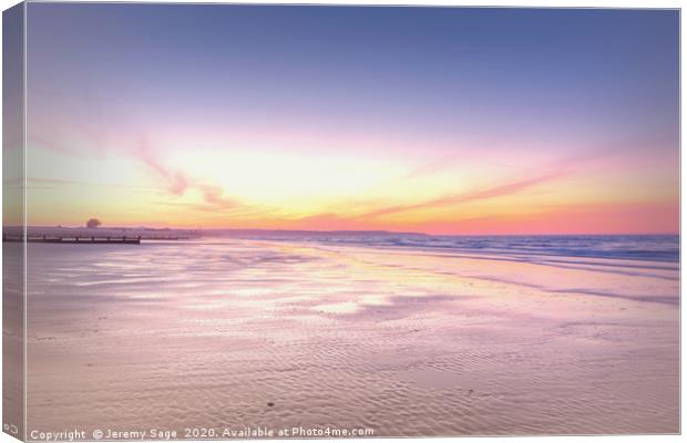 Serene Sunrise over Dymchurch Beach Canvas Print by Jeremy Sage