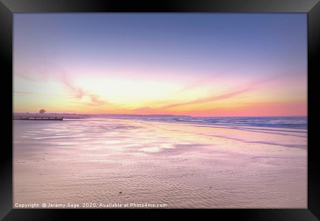 Serene Sunrise over Dymchurch Beach Framed Print by Jeremy Sage