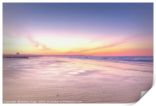 Serene Sunrise over Dymchurch Beach Print by Jeremy Sage