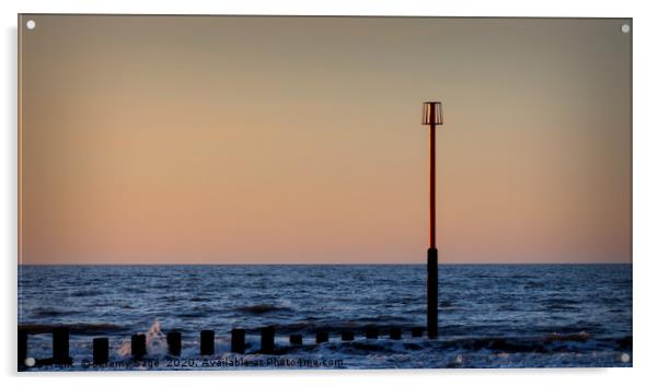 Orange Sunrise over Kent Sea Acrylic by Jeremy Sage