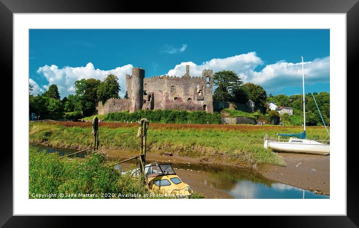 Laugharne Castle Framed Mounted Print by Jane Metters