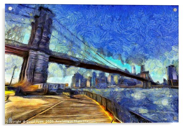 Manhattan Bridge Van Gogh Acrylic by David Pyatt