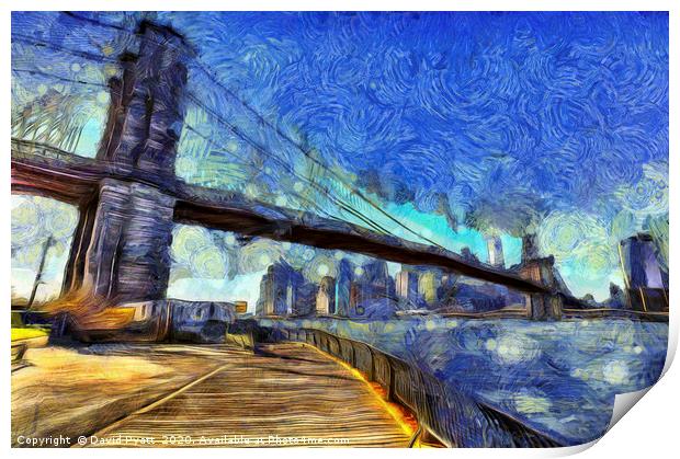 Manhattan Bridge Van Gogh Print by David Pyatt