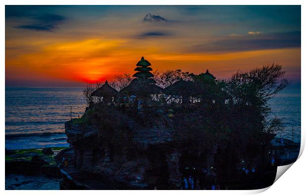 Sunset at Tanah Lot Temple, Bali. Print by John Hudson