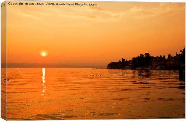 Sirmione Sunset over Lake Garda Canvas Print by Jim Jones