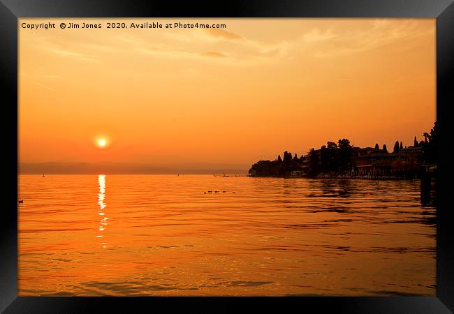 Sirmione Sunset over Lake Garda Framed Print by Jim Jones