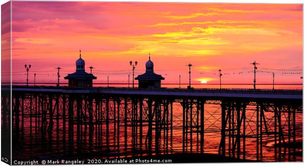 Pier Sunset Canvas Print by Mark Rangeley