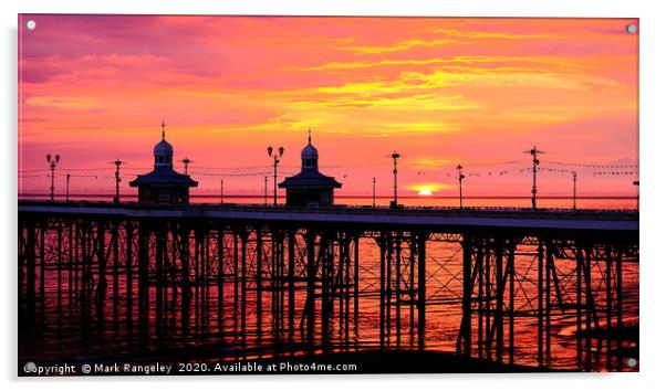 Pier Sunset Acrylic by Mark Rangeley