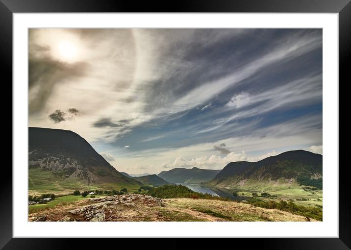 A Buttermere Sun Halo Framed Mounted Print by John Malley