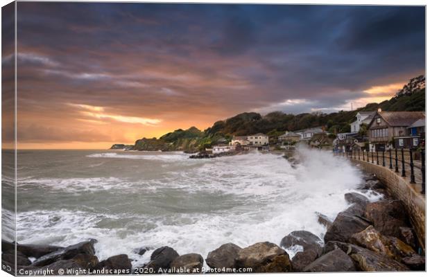 Steephill Cove Storm Isle Of Wight Canvas Print by Wight Landscapes