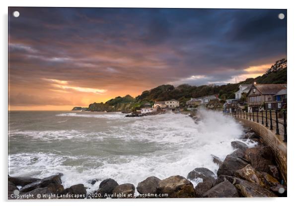 Steephill Cove Storm Isle Of Wight Acrylic by Wight Landscapes