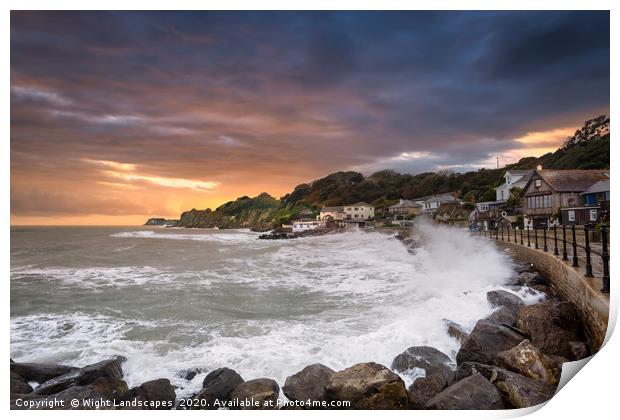 Steephill Cove Storm Isle Of Wight Print by Wight Landscapes