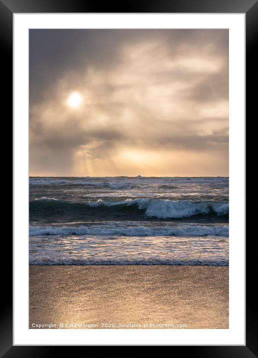 Sunset through misty clouds Framed Mounted Print by Kate Whiston