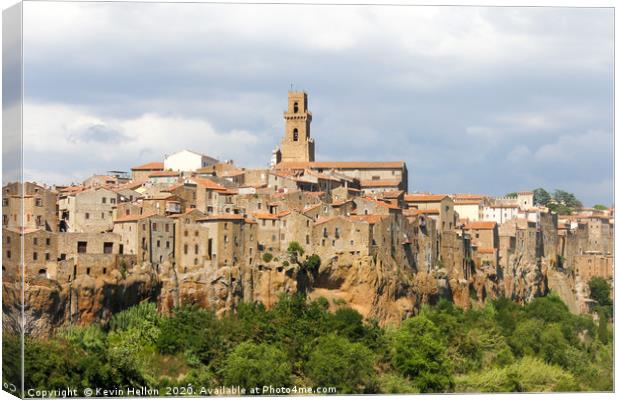 View of Pitigliano, Tuscany, Italy Canvas Print by Kevin Hellon