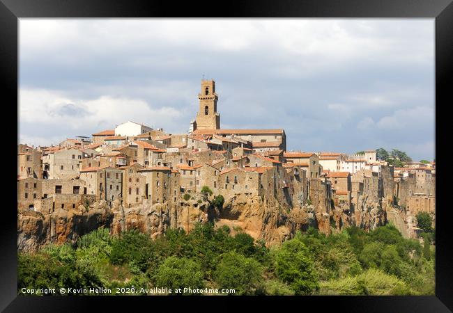 View of Pitigliano, Tuscany, Italy Framed Print by Kevin Hellon