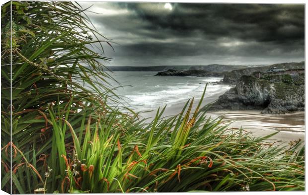 Newquay Cornwall; Storm Canvas Print by Steve Taylor