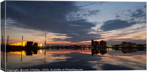 West Float Reflections at the Birkenhead Docks Canvas Print by Liam Neon