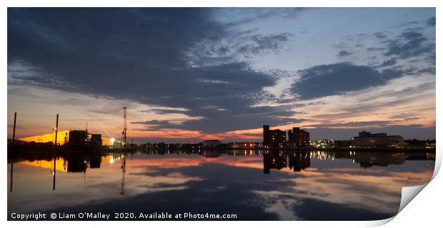 West Float Reflections at the Birkenhead Docks Print by Liam Neon