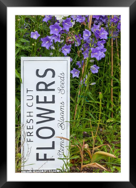 Garden flowers with fresh cut flower sign 0722 Framed Mounted Print by Simon Bratt LRPS