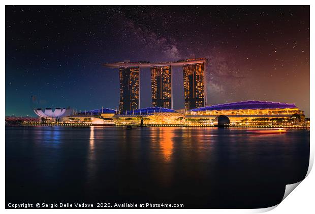 Panorama  of Singapore at night Print by Sergio Delle Vedove