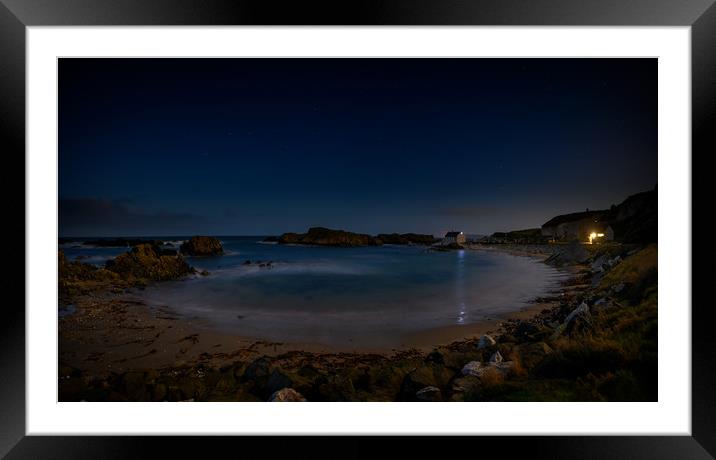 The Night Sky, Ballintoy Coastline on the The Caus Framed Mounted Print by Creative Photography Wales