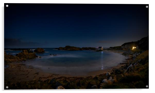 The Night Sky, Ballintoy Coastline on the The Caus Acrylic by Creative Photography Wales