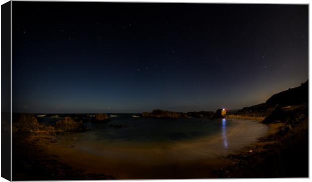 The Night Sky, Ballintoy Coastline on the The Caus Canvas Print by Creative Photography Wales