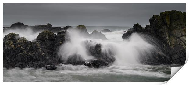 Crashing wave at Ballintoy Coastline on the The Ca Print by Creative Photography Wales
