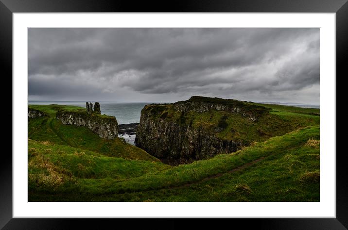 Dunseverick Castle Remains on the Causeway Coast i Framed Mounted Print by Creative Photography Wales