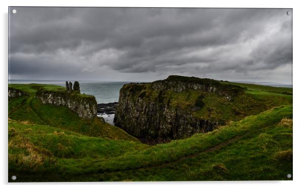 Dunseverick Castle Remains on the Causeway Coast i Acrylic by Creative Photography Wales