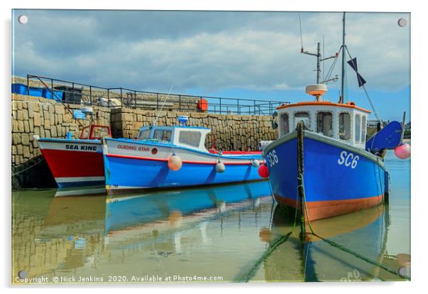Boats Moored at Hugh Town St Marys Scillies Acrylic by Nick Jenkins