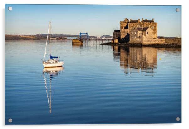 Sailing boat by Blackness Castle Acrylic by Dave Collins