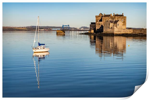 Sailing boat by Blackness Castle Print by Dave Collins