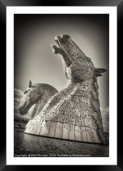 The Kelpies No.2 Framed Mounted Print by Phill Thornton