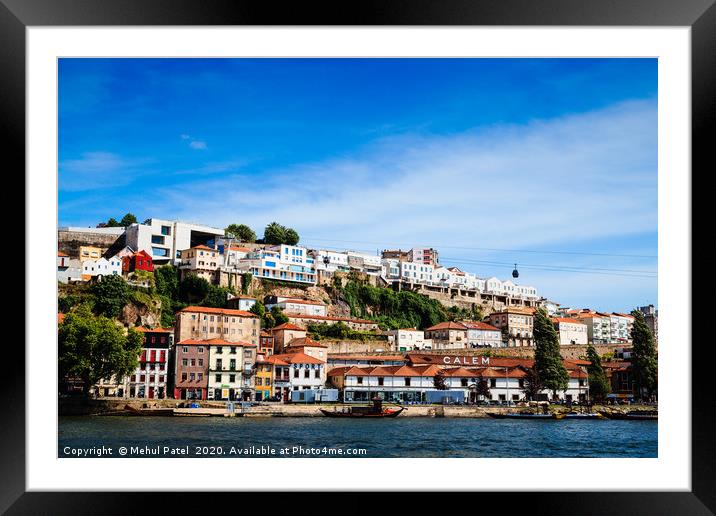 Vila Nova de Gaia from north bank of river Duoro P Framed Mounted Print by Mehul Patel